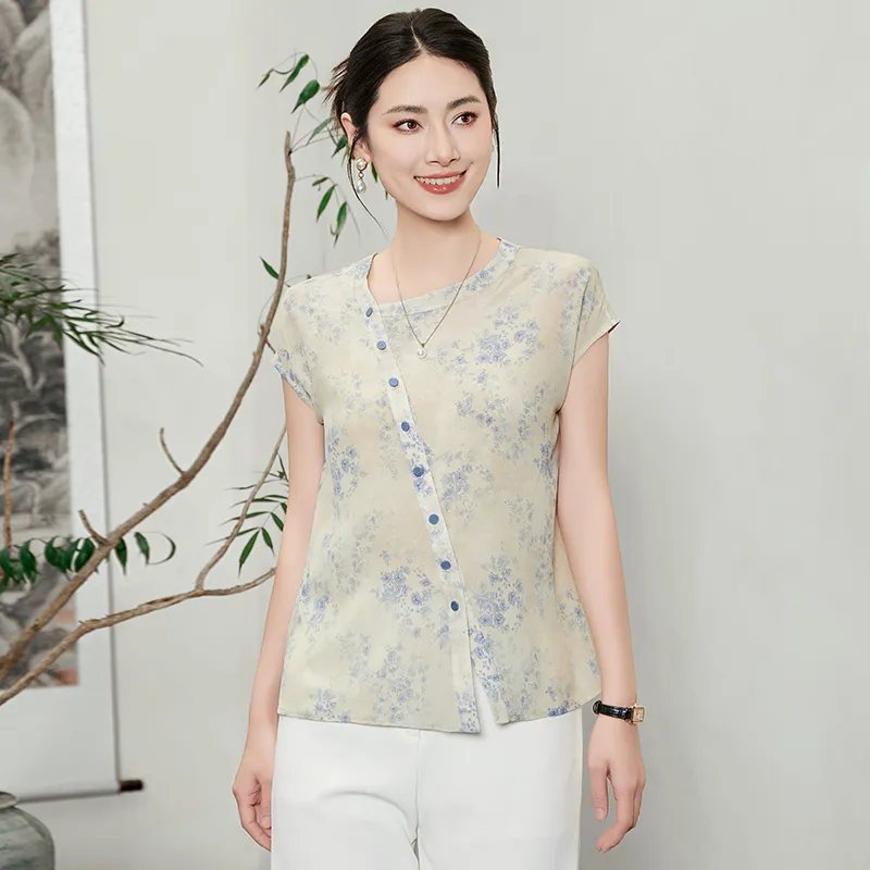 Yi Mengyuan Short Sleeved Silk Shirt Women's-6
