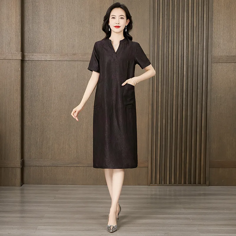 Yi Mengyuan Silk Short Sleeved Dress Women's-8