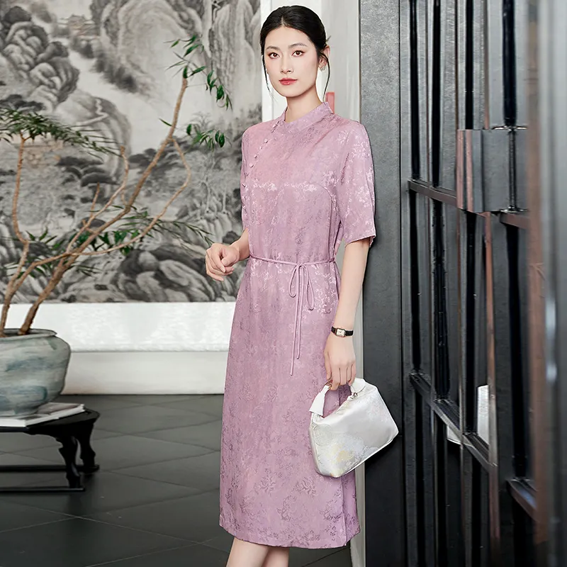 Yi Mengyuan Silk Short Sleeved Dress Women's-1