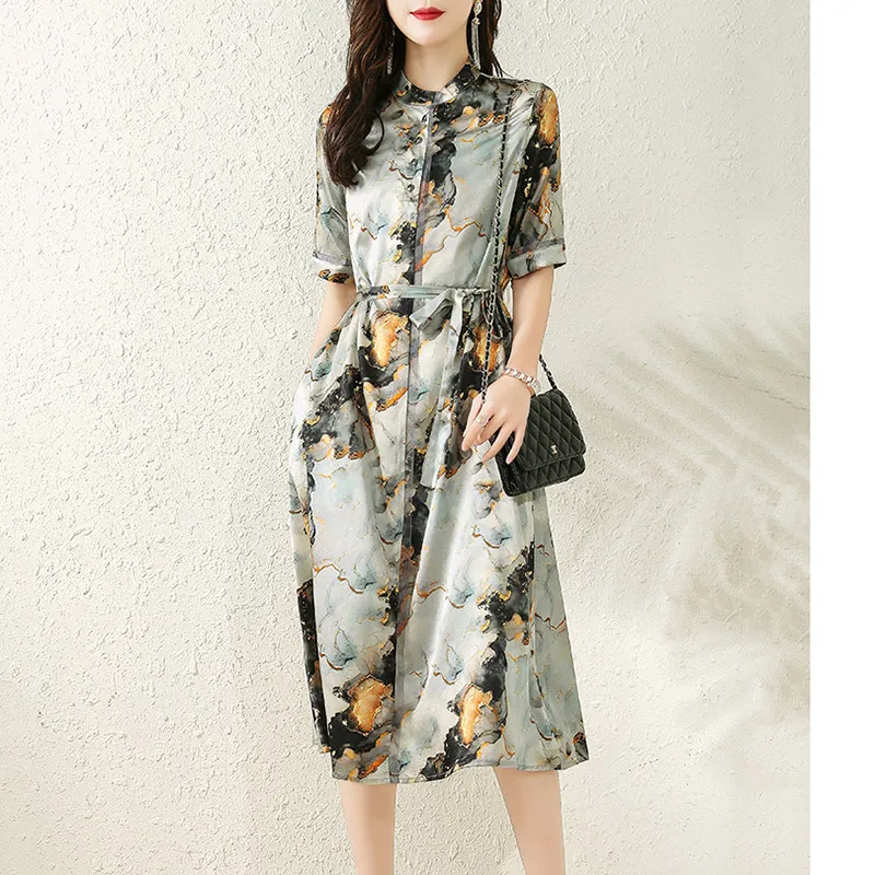 Yi Mengyuan Silk Short Sleeved Dress Women's-2