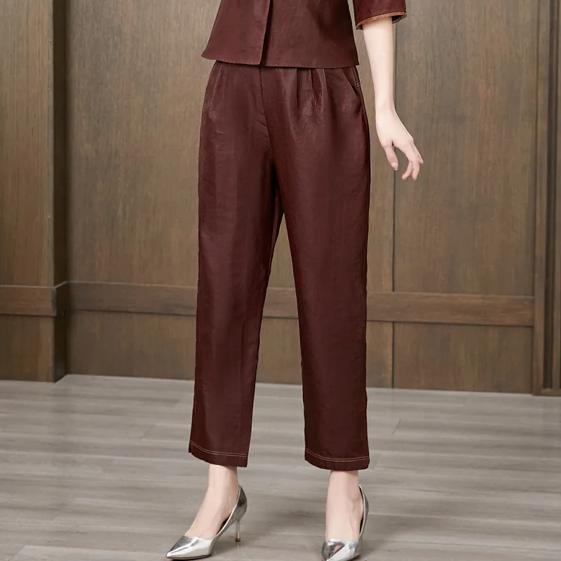 Yi Mengyuan Silk Casual Pants Women's-3