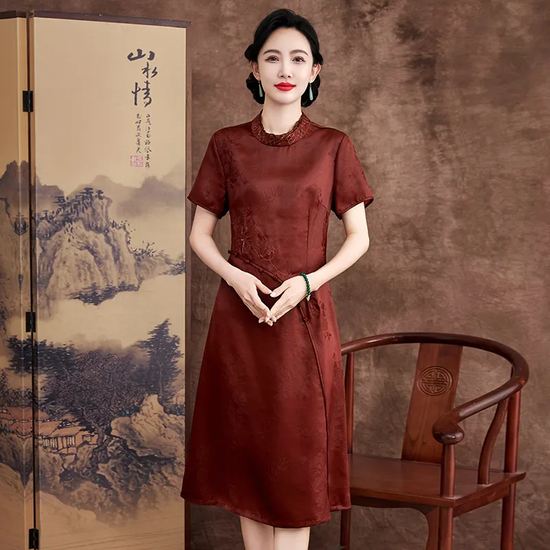 Yi Mengyuan Silk Short Sleeved Dress Women's-2