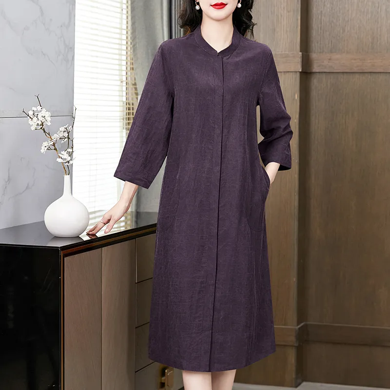 Yi Mengyuan Silk Long Sleeved Dress Women's-6