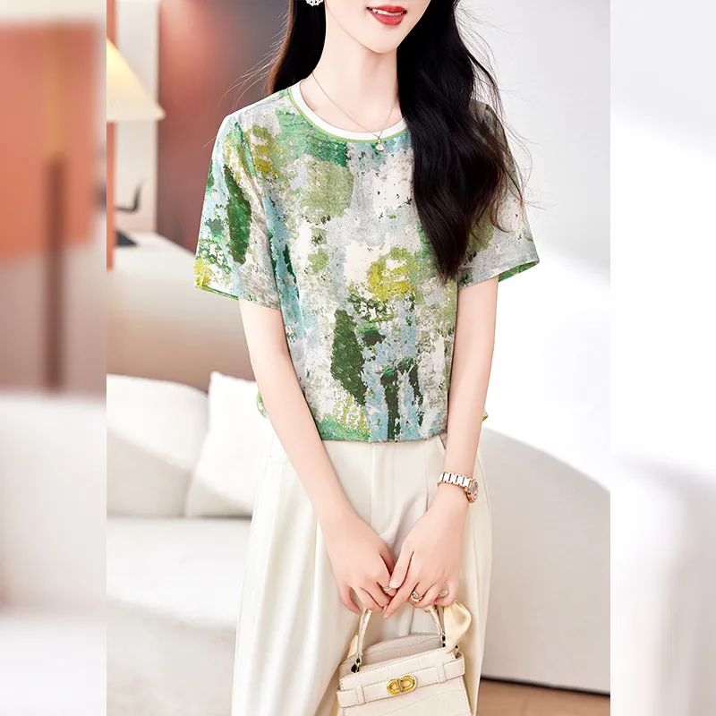 Yi Mengyuan Silk T shirt Women's-4
