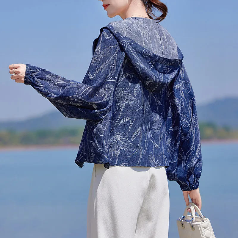 Yi Mengyuan Silk Jackets & Coats Women's Denim Blue-4