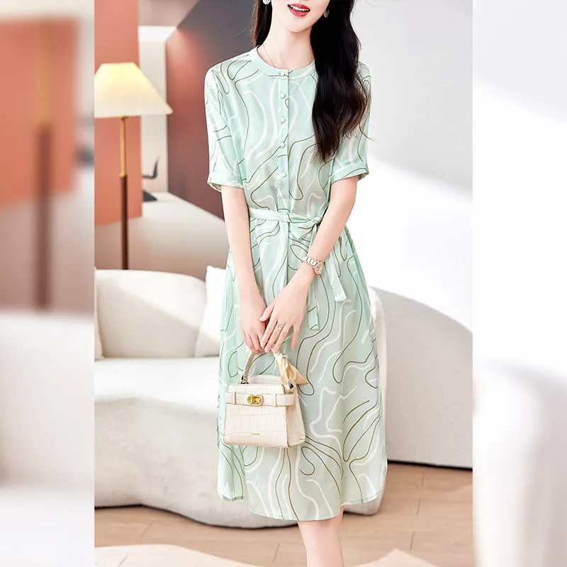 Yi Mengyuan Silk Short Sleeved Dress Women's-4