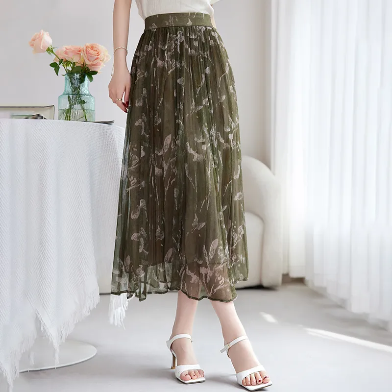 Yi Mengyuan Silk Casual Long Skirt Women's-2