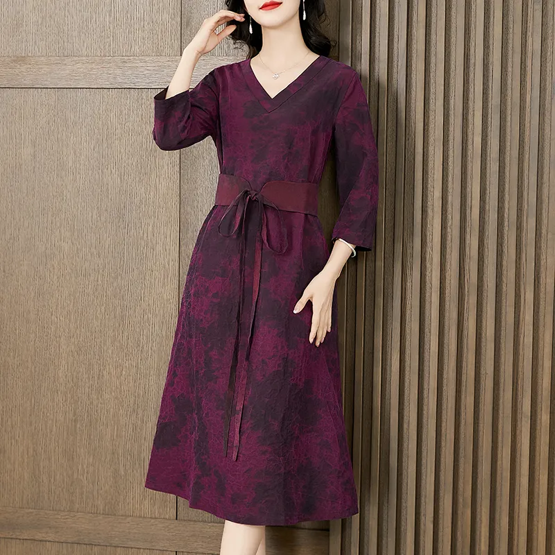 Yi Mengyuan Silk Short Sleeved Dress Women's-5