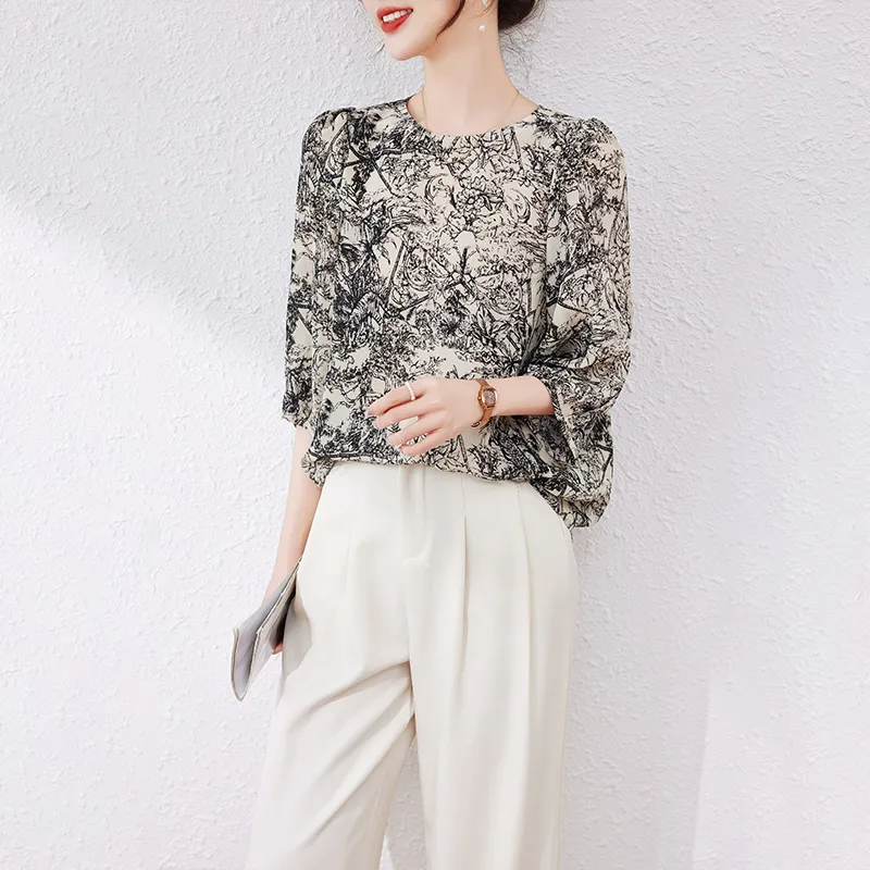 Yi Mengyuan Silk Shirt Women's Image Color-3