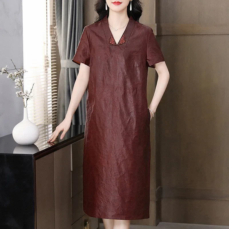 Yi Mengyuan Silk Short Sleeved Dress Women's-3