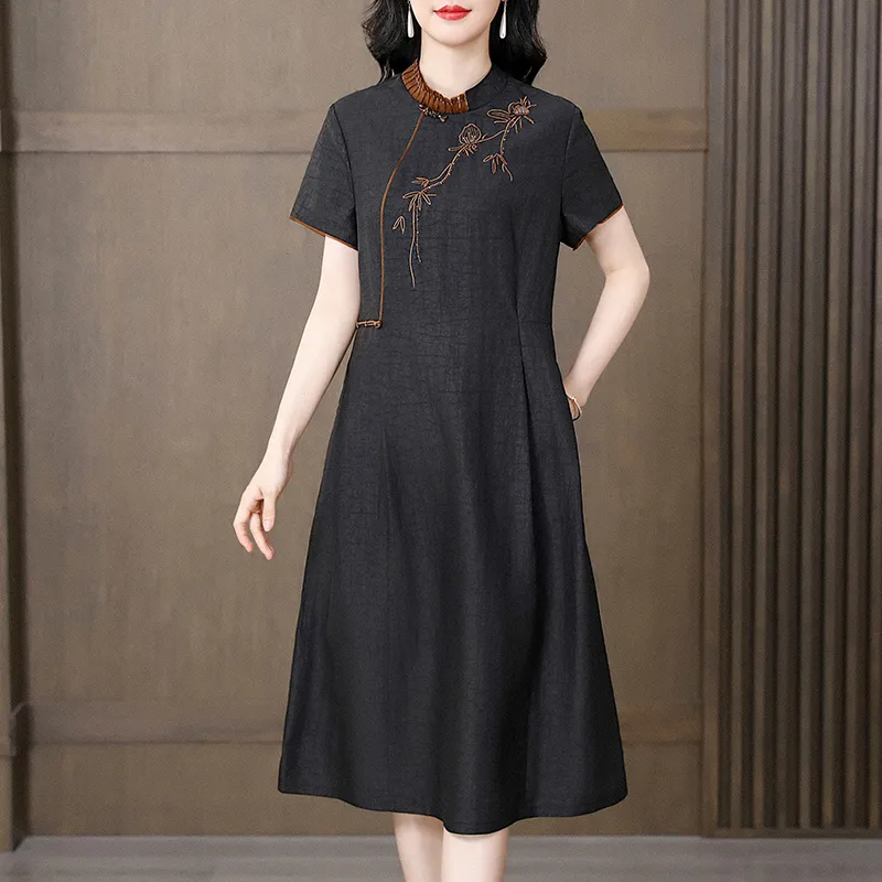 Yi Mengyuan Silk Short Sleeved Dress Women's-4