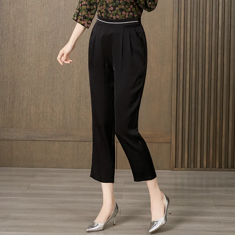 Yi Mengyuan Silk Casual Pants Women's-5
