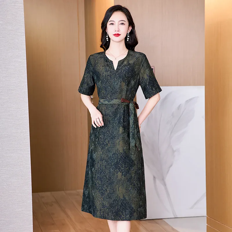 Yi Mengyuan Silk Short Sleeved Dress Women's-9