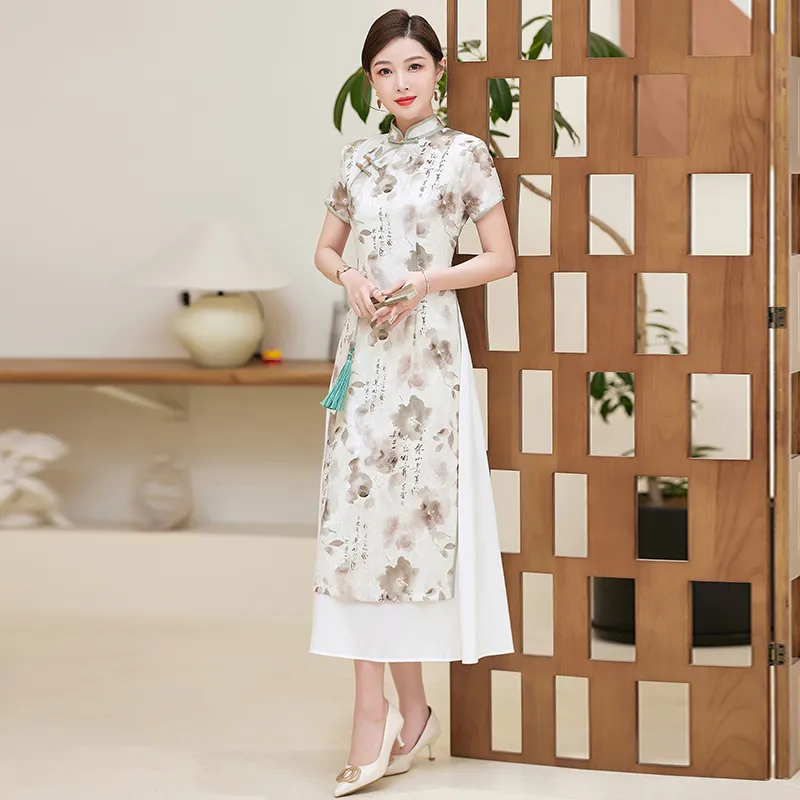 Yi Mengyuan Short Sleeved Dress Women's Image Color-3