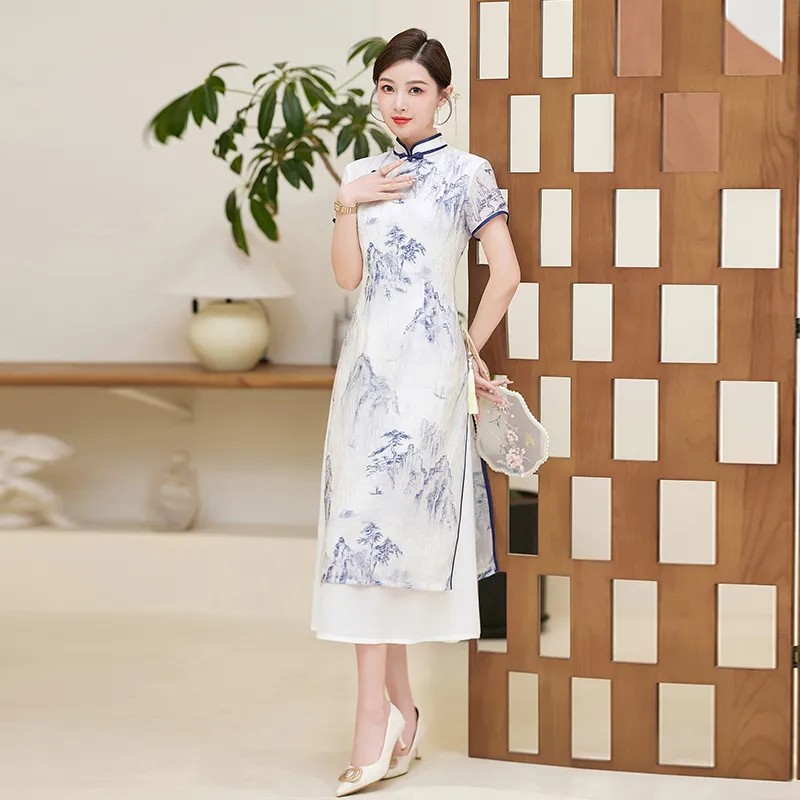 Yi Mengyuan Short Sleeved Dress Women's White-1