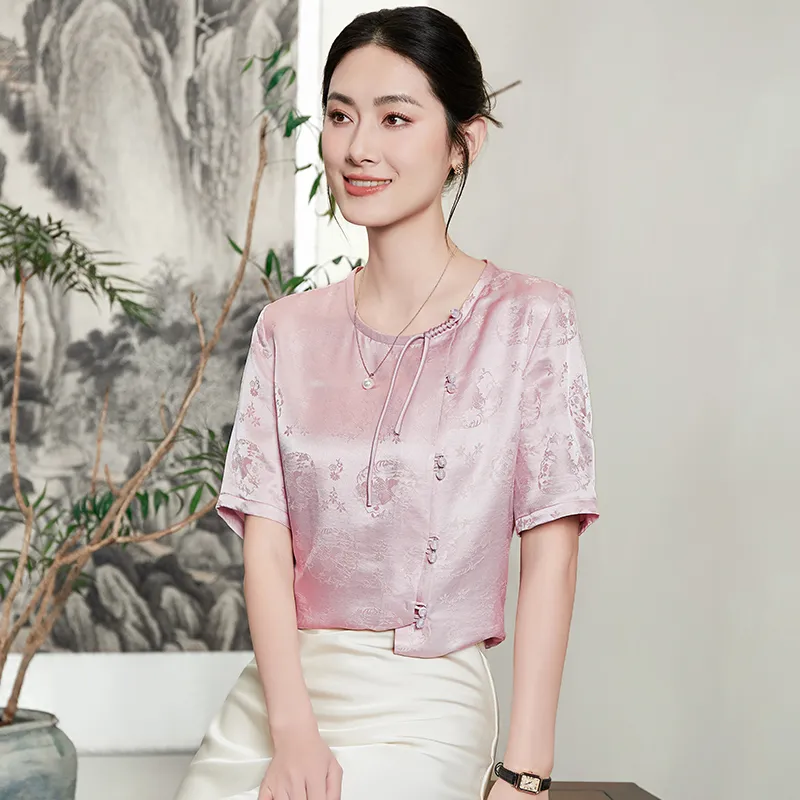Yi Mengyuan Short Sleeved Silk Shirt Women's-7