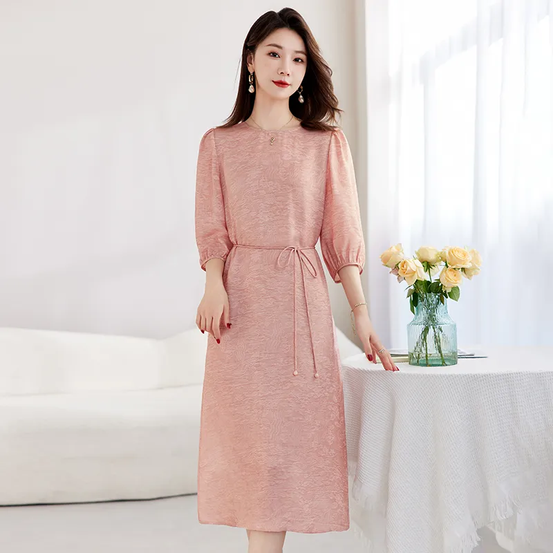 Yi Mengyuan Silk Short Sleeved Dress Women's-5