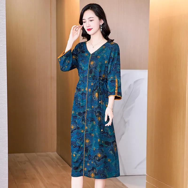 Yi Mengyuan Silk Short Sleeved Dress Women's-7