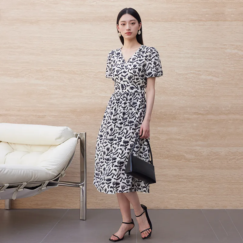 Yi Mengyuan Short Sleeved Dress Women's-3