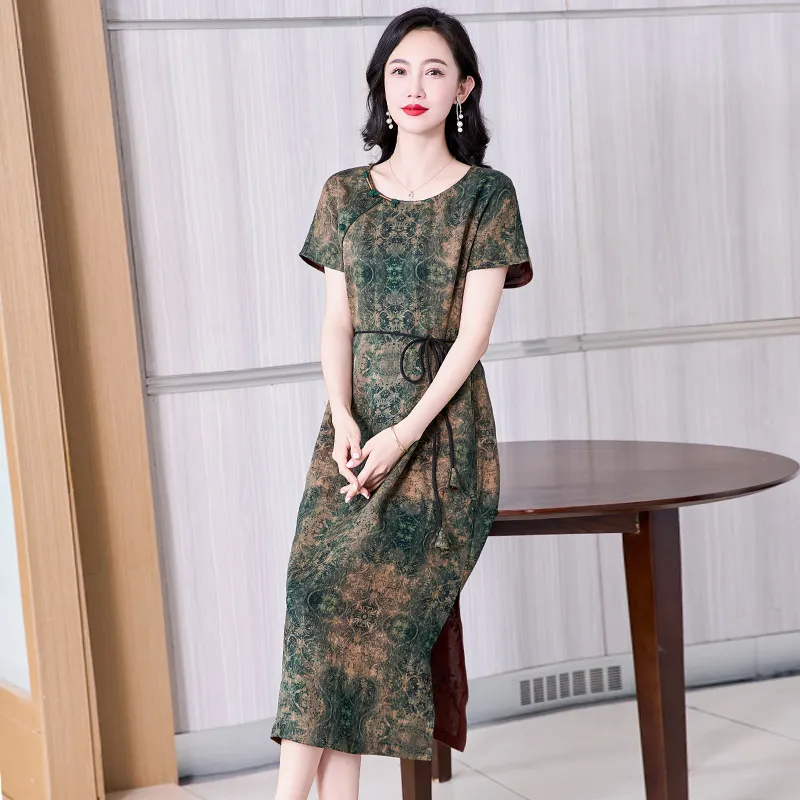 Yi Mengyuan Silk Short Sleeved Dress Women's-2