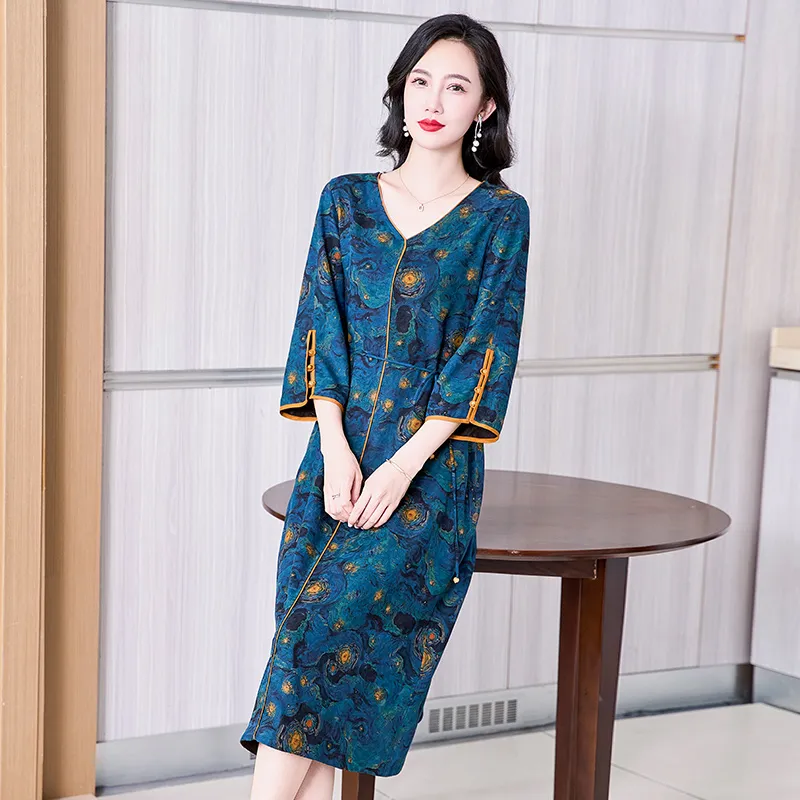 Yi Mengyuan Silk Short Sleeved Dress Women's-4