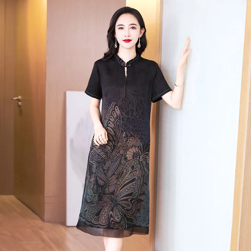 Yi Mengyuan Silk Short Sleeved Dress Women's-2