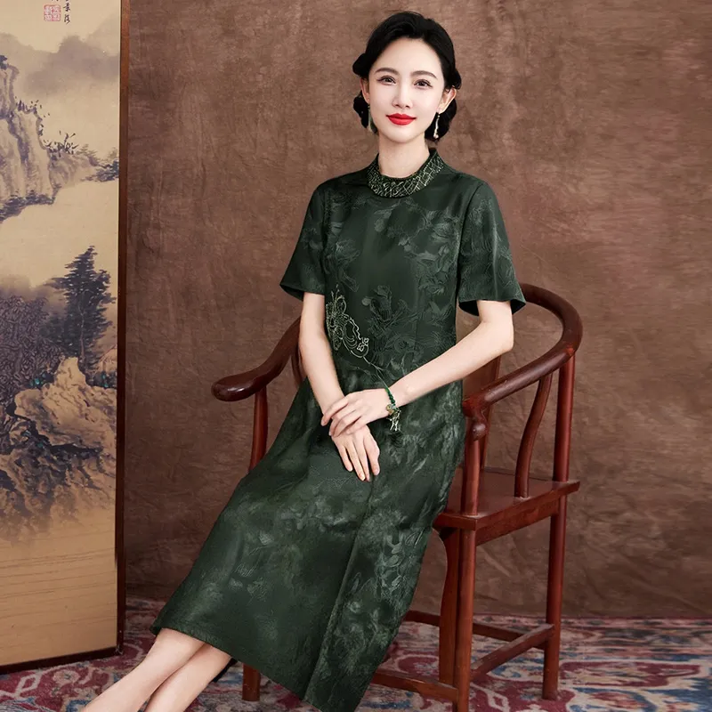 Yi Mengyuan Silk Short Sleeved Dress Women's-8