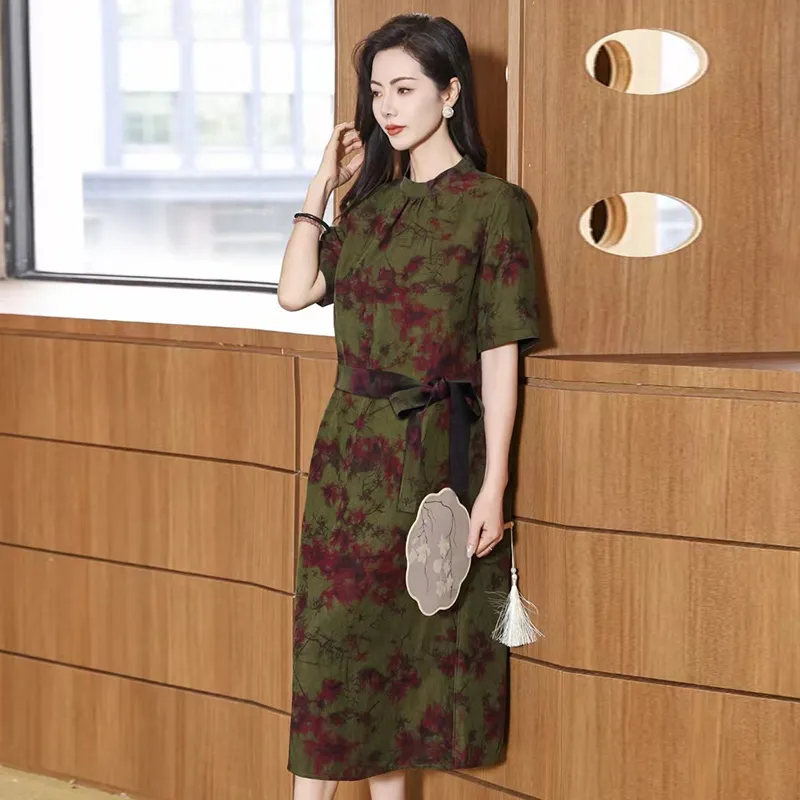 Yi Mengyuan Silk Short Sleeved Dress Women's Image Color-5