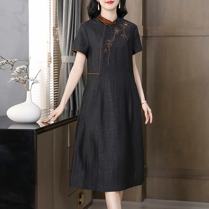 Yi Mengyuan Silk Short Sleeved Dress Women's-2