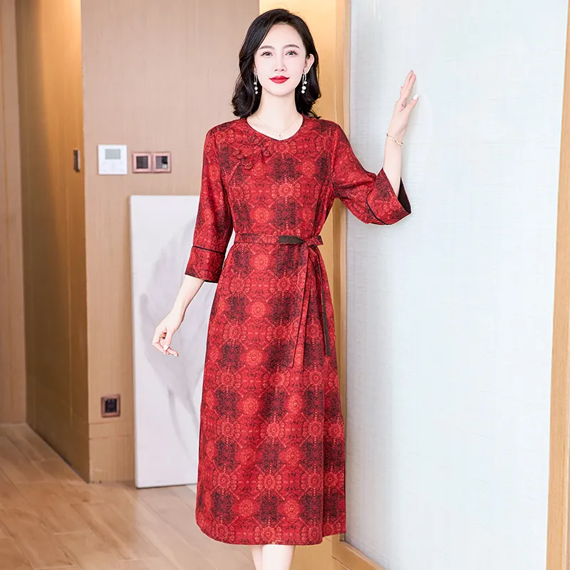 Yi Mengyuan Silk Short Sleeved Dress Women's-4