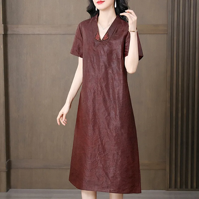 Yi Mengyuan Silk Short Sleeved Dress Women's-4