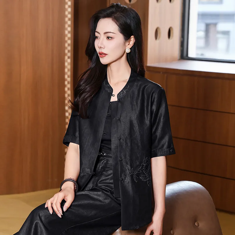 Yi Mengyuan Short Sleeved Silk Shirt Women's-2
