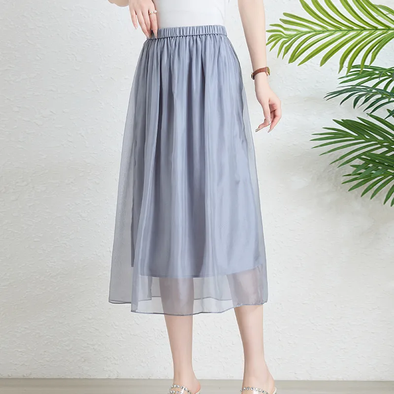Yi Mengyuan Silk Casual Long Skirt Women's-6