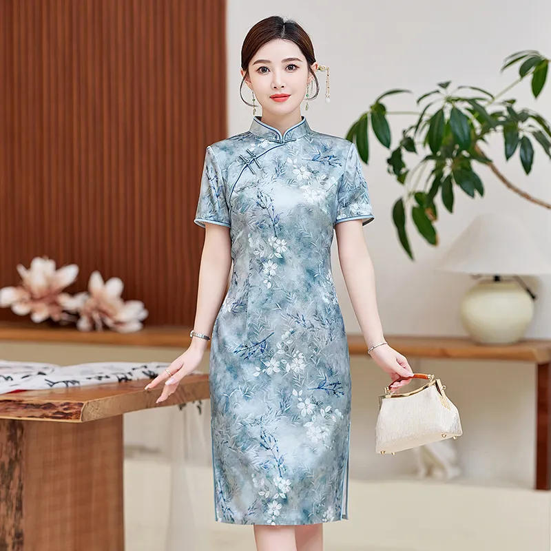 Yi Mengyuan Silk Short Sleeved Dress Women's Image Color-4