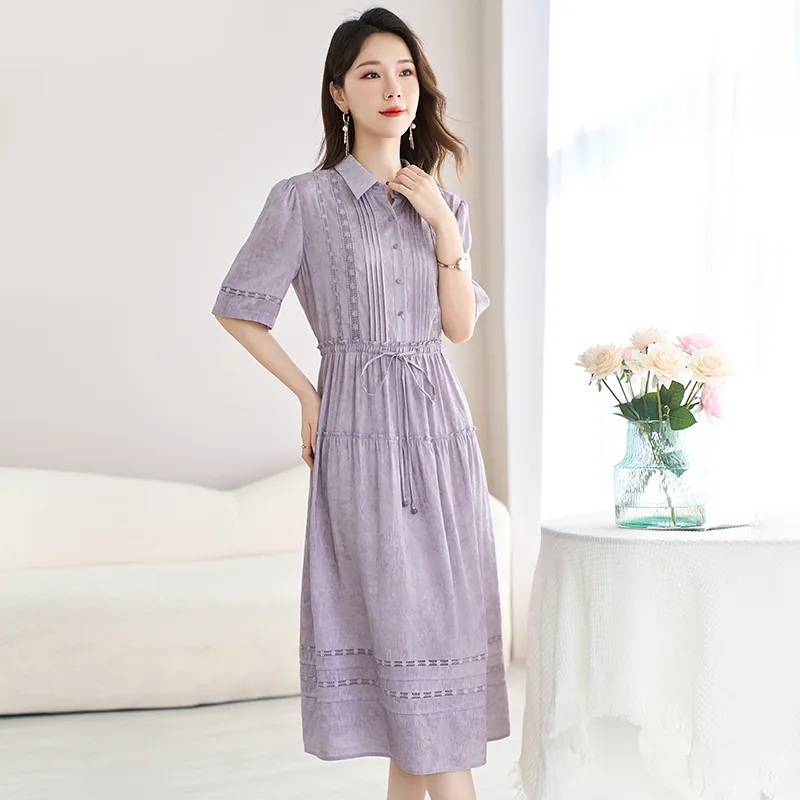 Yi Mengyuan Silk Short Sleeved Dress Women's-10