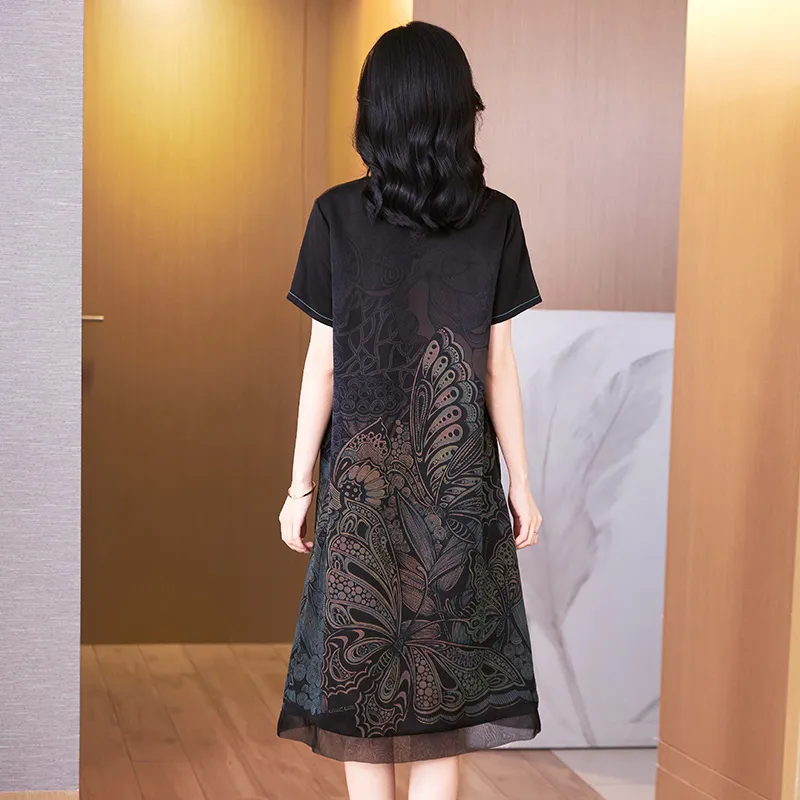 Yi Mengyuan Silk Short Sleeved Dress Women's-1