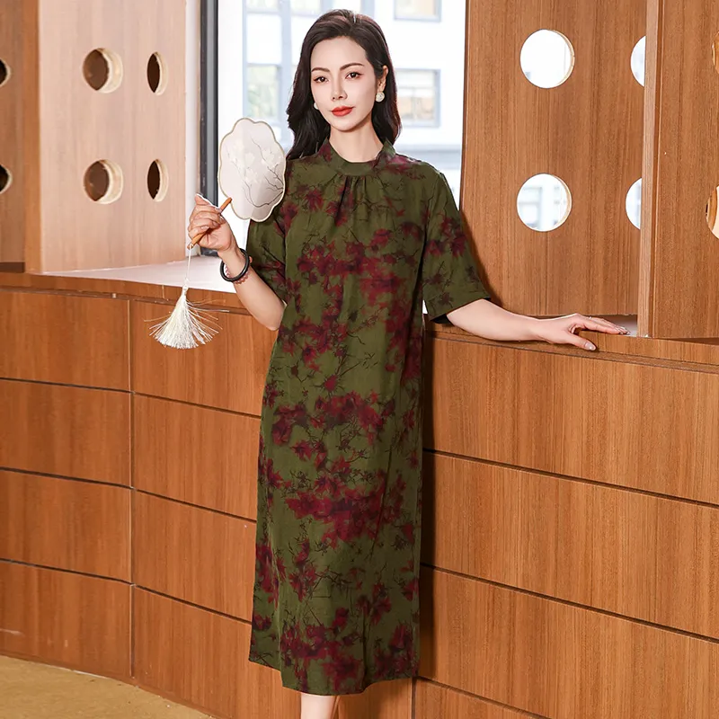 Yi Mengyuan Silk Short Sleeved Dress Women's Image Color-2