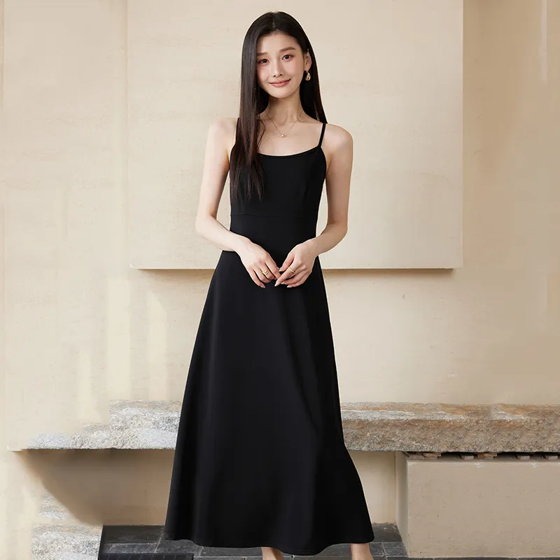 Yi Mengyuan Slip Dresses Women's Black-2