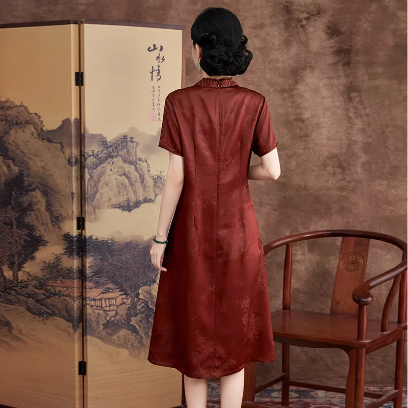 Yi Mengyuan Silk Short Sleeved Dress Women's-1