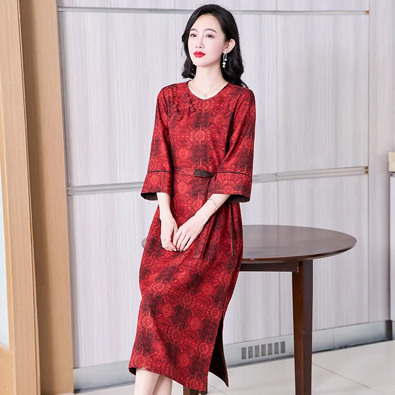 Yi Mengyuan Silk Short Sleeved Dress Women's-3