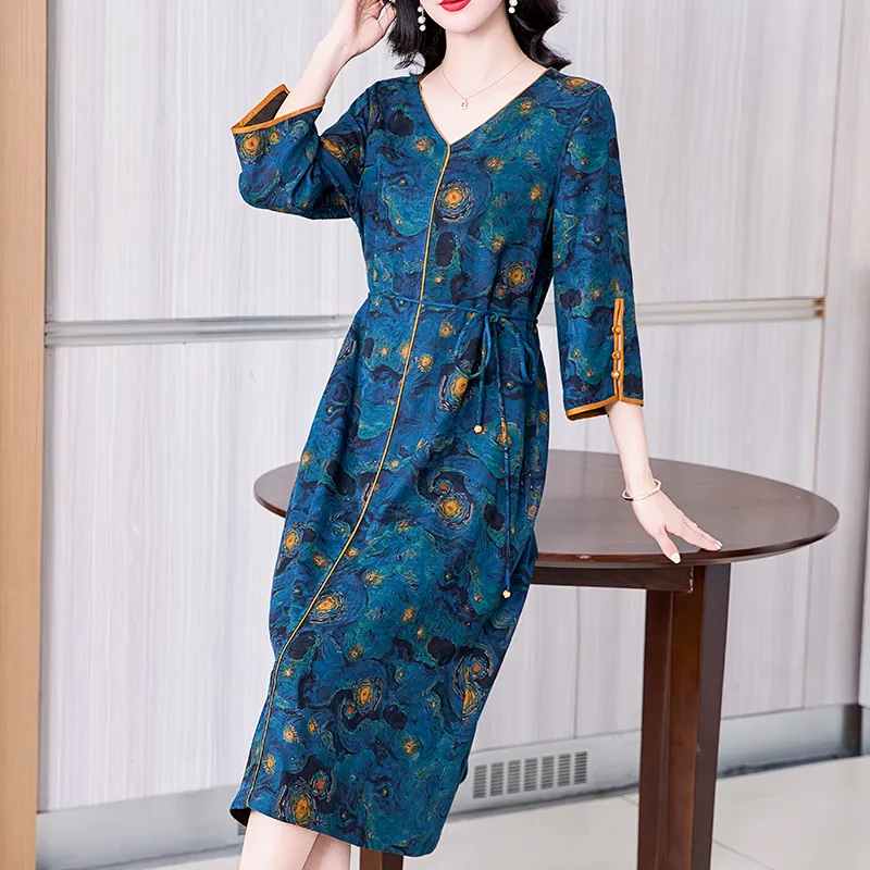 Yi Mengyuan Silk Short Sleeved Dress Women's-3