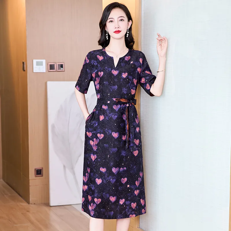 Yi Mengyuan Silk Short Sleeved Dress Women's-3