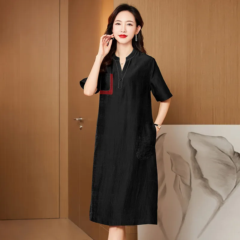 Yi Mengyuan Silk Short Sleeved Dress Women's-3