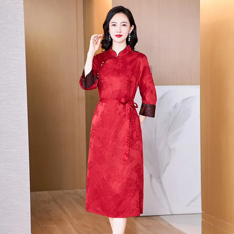 Yi Mengyuan Silk Short Sleeved Dress Women's-5
