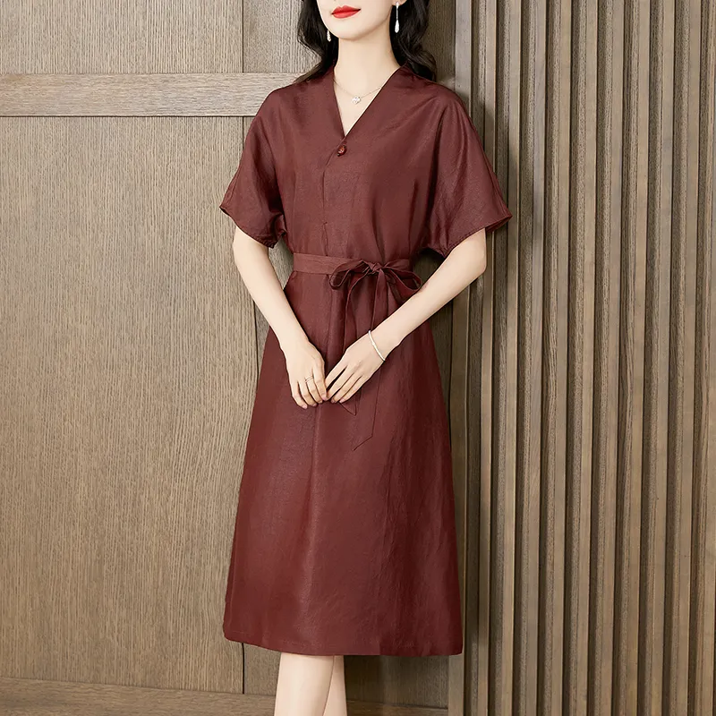 Yi Mengyuan Silk Short Sleeved Dress Women's-2