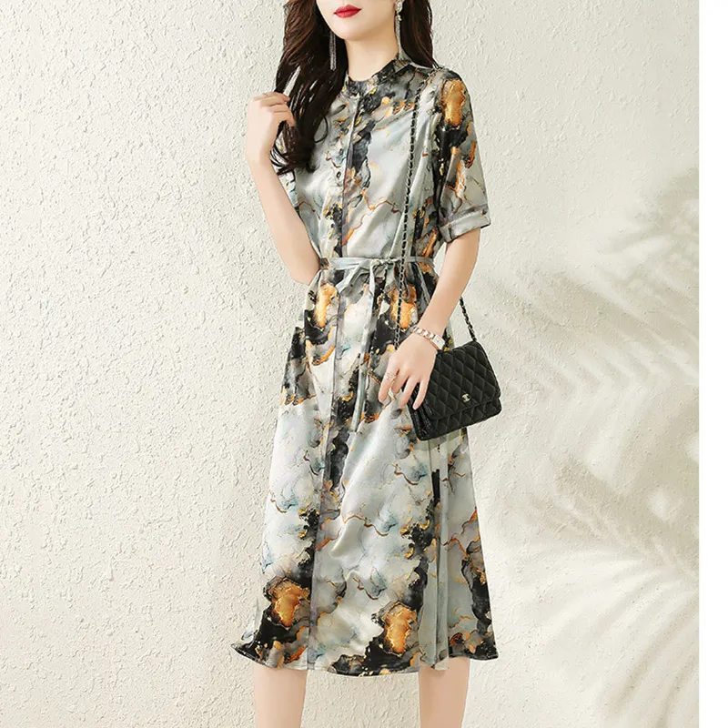 Yi Mengyuan Silk Short Sleeved Dress Women's-3