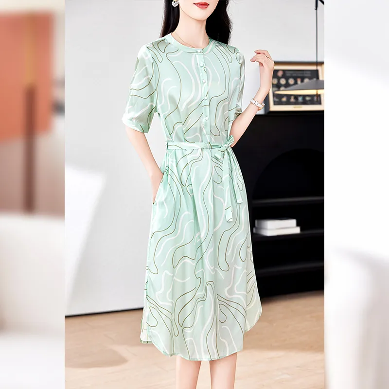 Yi Mengyuan Silk Short Sleeved Dress Women's-3
