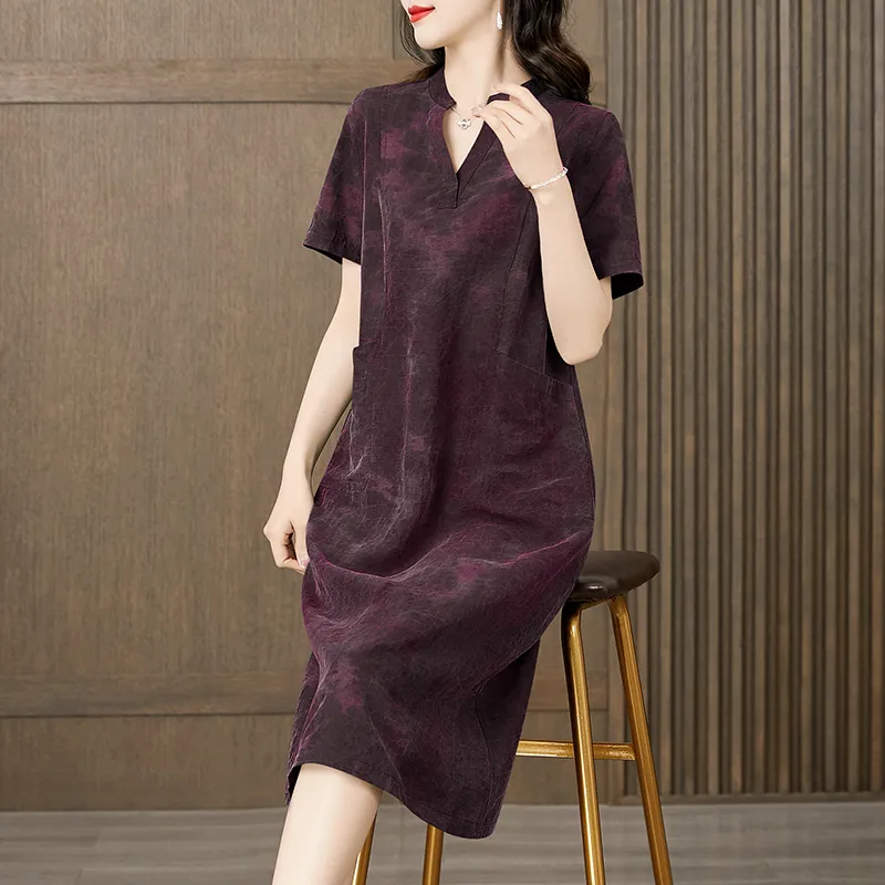 Yi Mengyuan Silk Short Sleeved Dress Women's-1