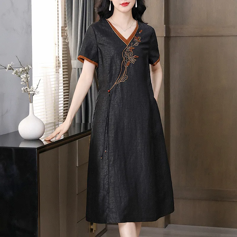 Yi Mengyuan Silk Short Sleeved Dress Women's-2