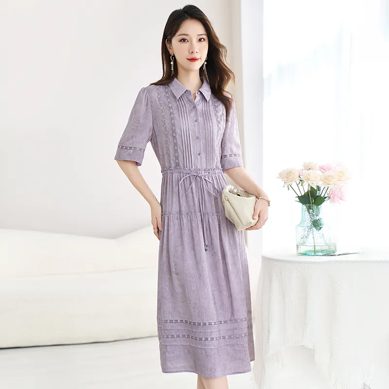 Yi Mengyuan Silk Short Sleeved Dress Women's-8